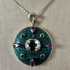 Chi by Falchi Sterling Prasiolite, Amethyst & Peridot Enamel Pendant Necklace